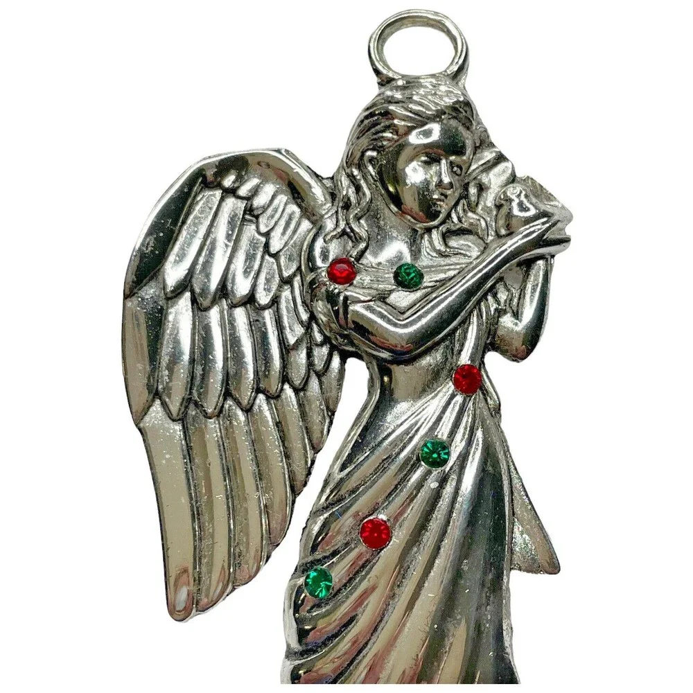 Regent Square Angel Christmas Ornament Silver Plated w/Swarovski Crystals